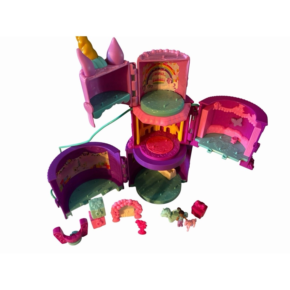 Polly Pocket Spin 'n Surprise Birthday Cake Unicorn Theme Playset Toy Fun